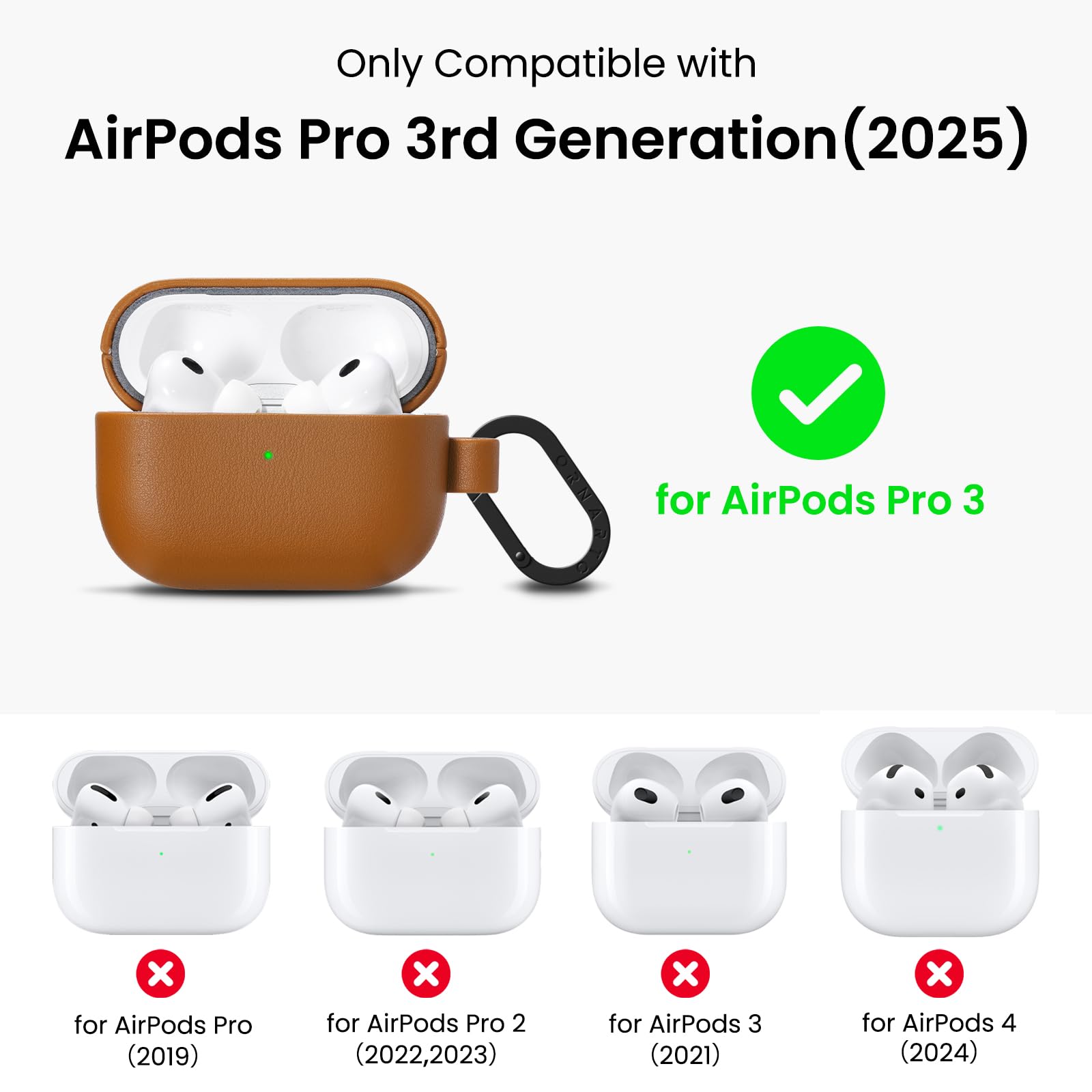 Amazon | ORNARTO AirPods Pro 3 ケース(2025)対応 カラビナ付きフル
